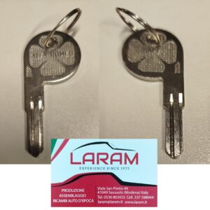 Chiave per duplicati porte cofano posteriore e cassetto cruscotto per A.R.duetto e spider 70-93  A.R.105/115 Bertone GT-GTV e Giulia berlina super e nuova super -A.R.1750/2.0 berlina e Junior Zagato