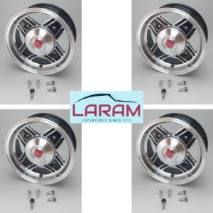 Cerchi ruota Fiat 500 lowsport (4 pz) con coppa alluminio nero con bordo lucido attacco largo